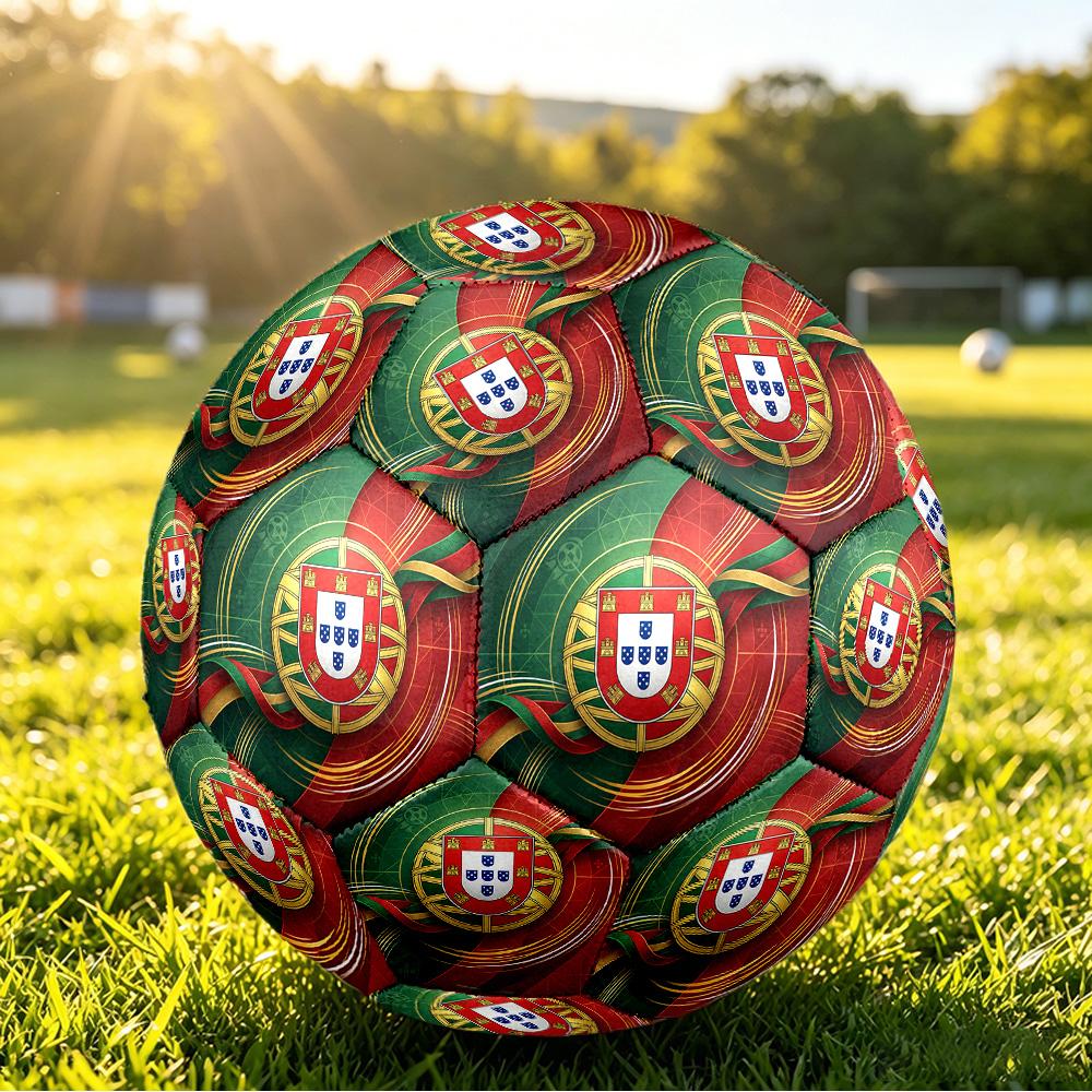 Portugal Fußball Bedruckter Größe 5 Fußball Ball Verschleißfest Standard Erwachsenen Trainingsfußball Fan Geschenk für Indoor Outdoor Spiel Sport