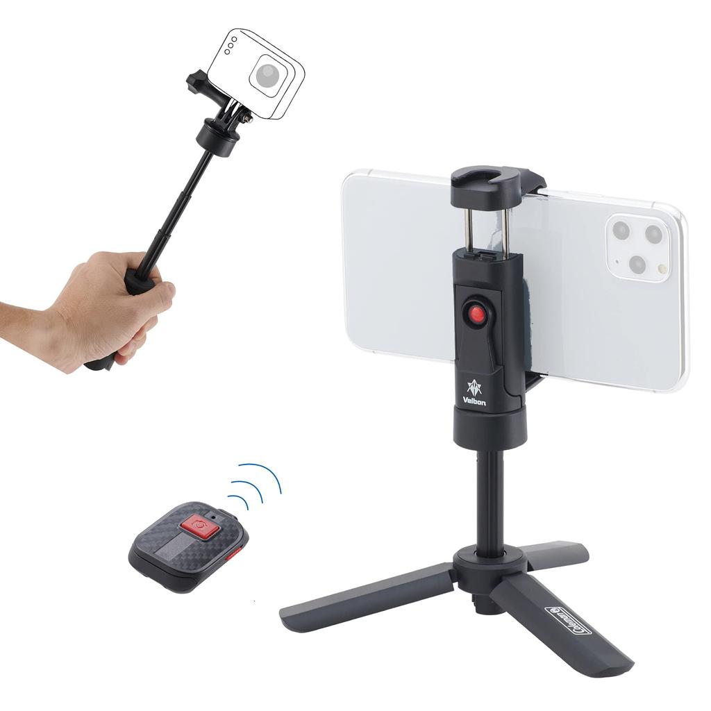 Velbon Smartphone Coleman Selfie Grip Stand Smartphone Stand with Remote Control for Web Compatible with iPhone Android iPhone Tripod, (CVEPSGS