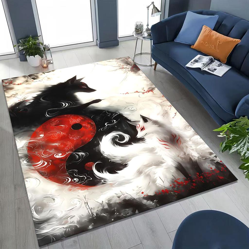 Natur Balance Yin Yang Tai Chi Schwarz Weiß Energie Teppich für Schlafzimmer Wohnzimmer Sofa Zuhause Fußmatte Dekor, Kinder Rutschfeste Bodenmatte