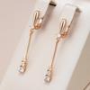 Simple Long Pendant Inlay Zircon Earrings for Women Gold Color Personality Jewelry Girls Accessories