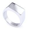 Minimalist Fashion Rectangular Mirror Stainless Steel Ring Small Batch Smooth Design Trendy Accessory