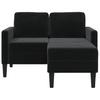 2 Seater Sofa with Chaise Longue L Shaped Black 125 Cm Velvet