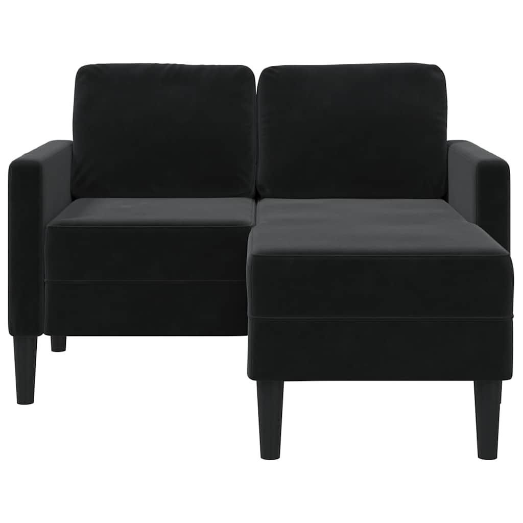 2 Seater Sofa with Chaise Longue L Shaped Black 125 Cm Velvet