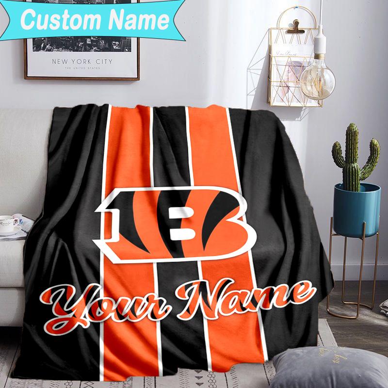 Custom Name Blanket Cincinnati-Bengals Helmet Blanket Bedding Blanket for Travel, Camping, Living Rooms, Offices, Sofas, Fan Christmas gift