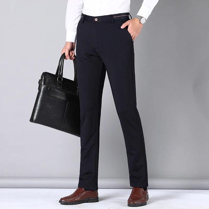Non-ironing Wrinkle Free Casual Stretch Men Pants Business Straight Long Trousers Fashion Men's Clothing