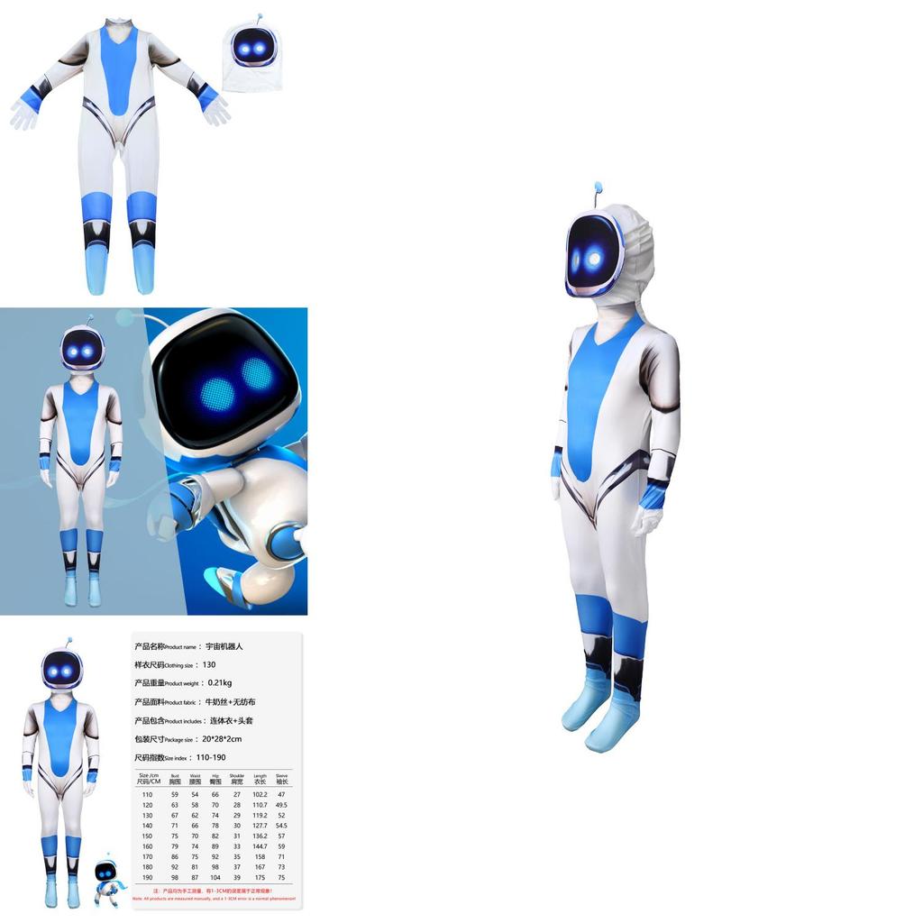 Astro Bot Cosplay Kostüm Polyester Jumpsuit Für Gaming Event Verkleidung