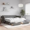 Vidaxl Extendable Sofa with Drawers, Dark Grey, 90X200 Cm, Fabric