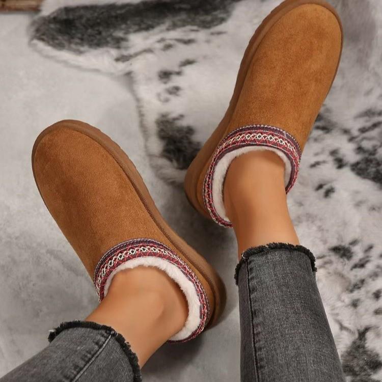 Ethnic Style Plus Size Winter Warm Snow Boots and Slippers for Women
