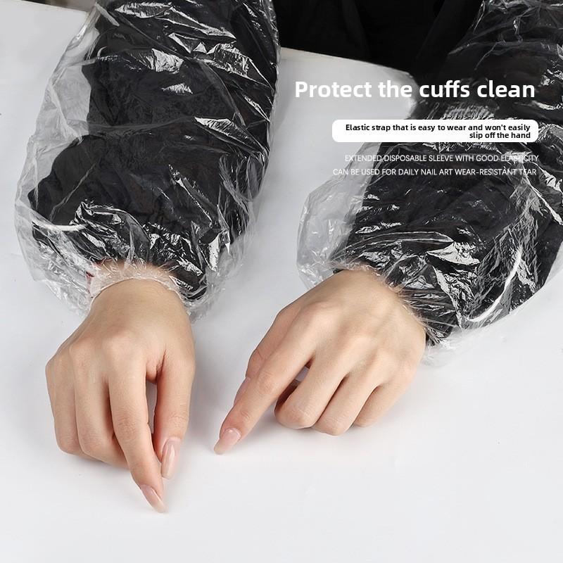 100Pcs/set Nail care lengthened and thickened disposable transparent sleeves waterproof and anti-fouling high elasticity nail salon sleeves