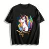 Süßes Einhorn Skateboarden Urlaubsstil Bedrucktes Freizeit-T-Shirt Reines Baumwoll-T-Shirt
