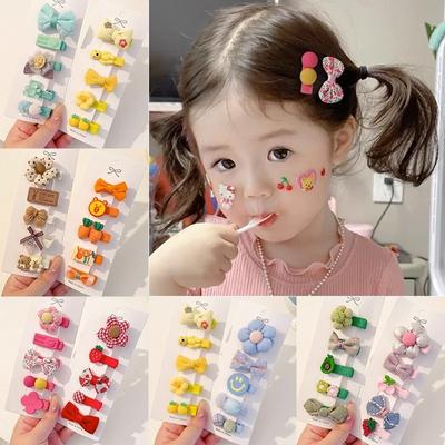 5pcs/set Children Cartoon Hair Clips Set Cute Girls Hair Clips Headdress Flowers Cute Animal Hair Card