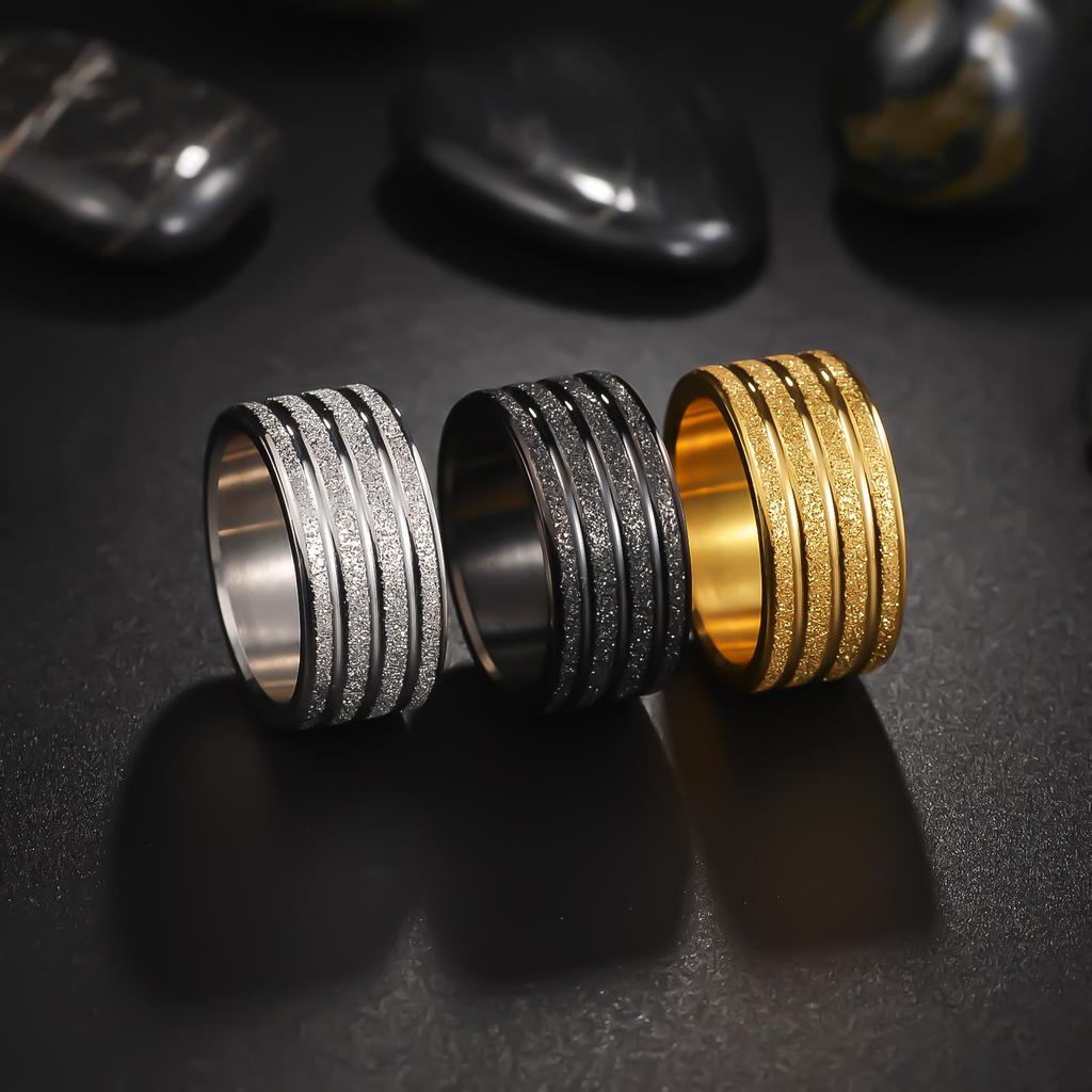 Europäischer und Amerikanischer Neuer Schmuck 10MM Breite Titanstahl Mattierter Herrenring Großer Ring
