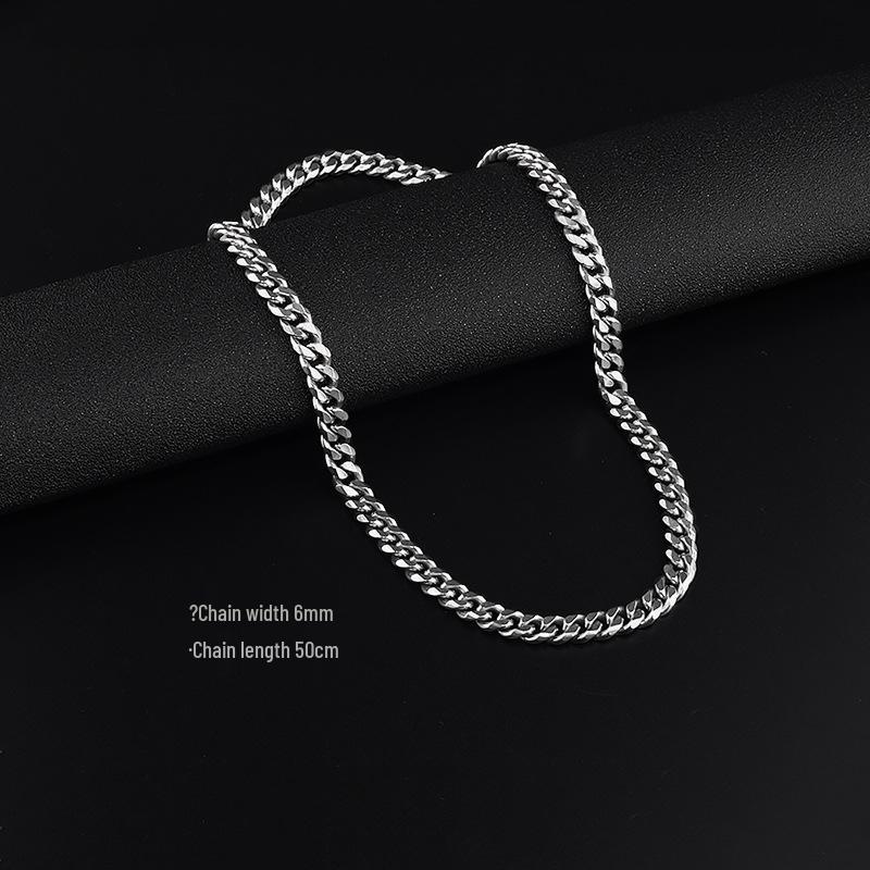 Trendy Unisex Cuban Six-Sided Polished Necklace: Versatile High-Quality Titanium Steel Chain