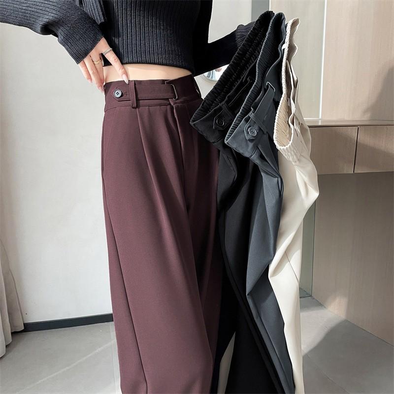 Dames Hoge Taille Wijde Pijpen Broek Slim Fit Getailleerde Pantalon Kantoor Kleding Grijs