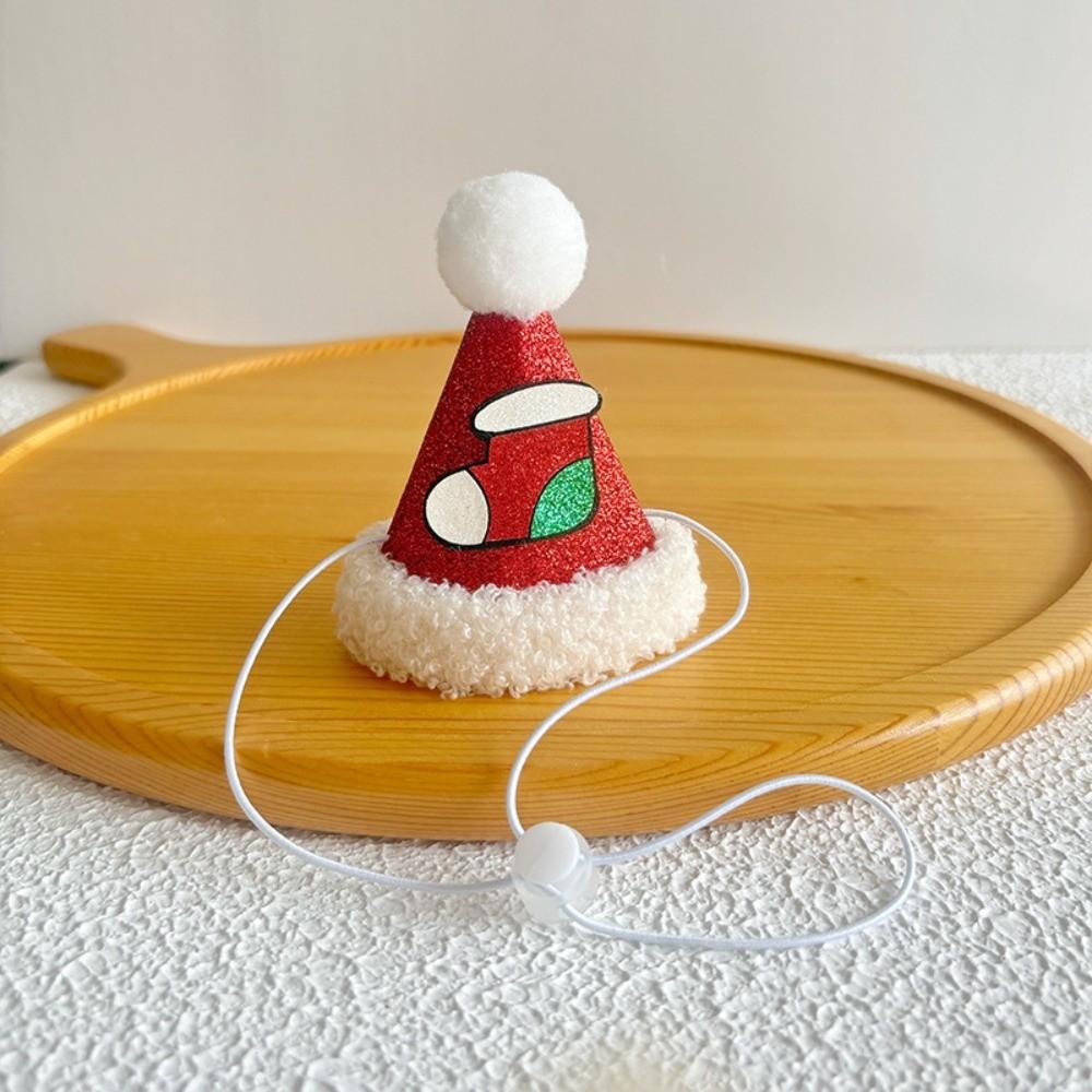 Knitted Yarn Christmas Pet Hat Soft Pompon Yarn Kitten Headwear Winter Gathering