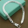 925 Sterling Silver Bracelet 5mm 20cm Flat Side Chain Lobster Clasp Bracelet For Woman Man Party Wedding Engagement Jewelry Gift