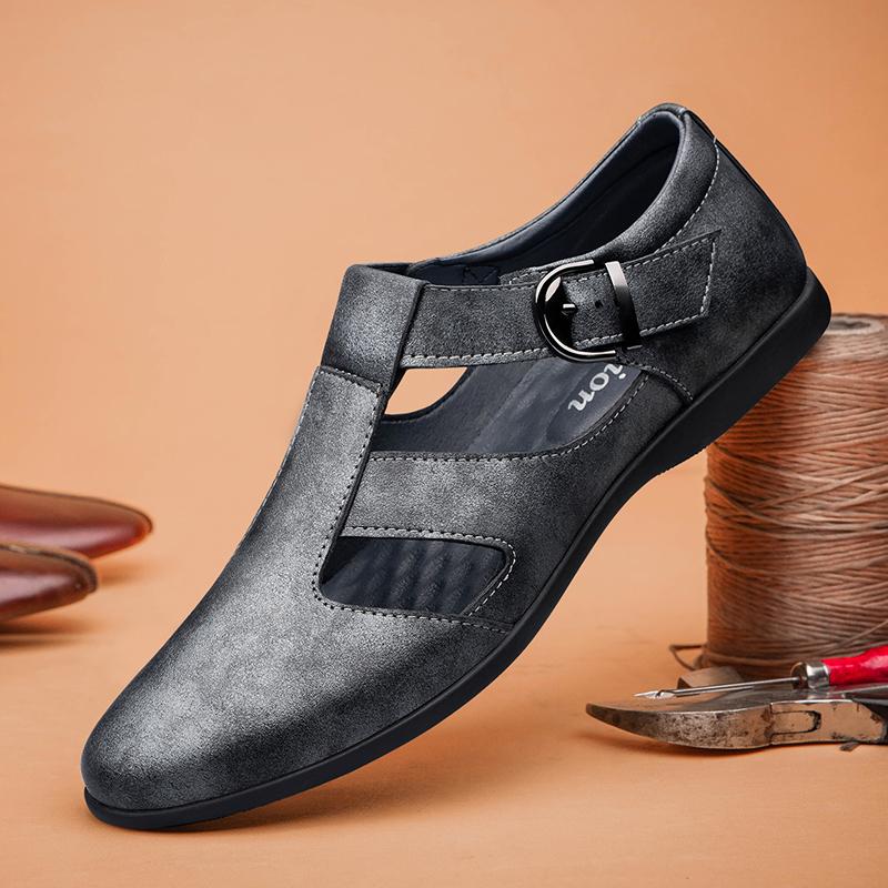 Outdoor Classic Summer Shoes Genuine Leather Men's Sandals New Fashion Handmade Casual Shoes Leisure Walk Male Hollow Out Flats