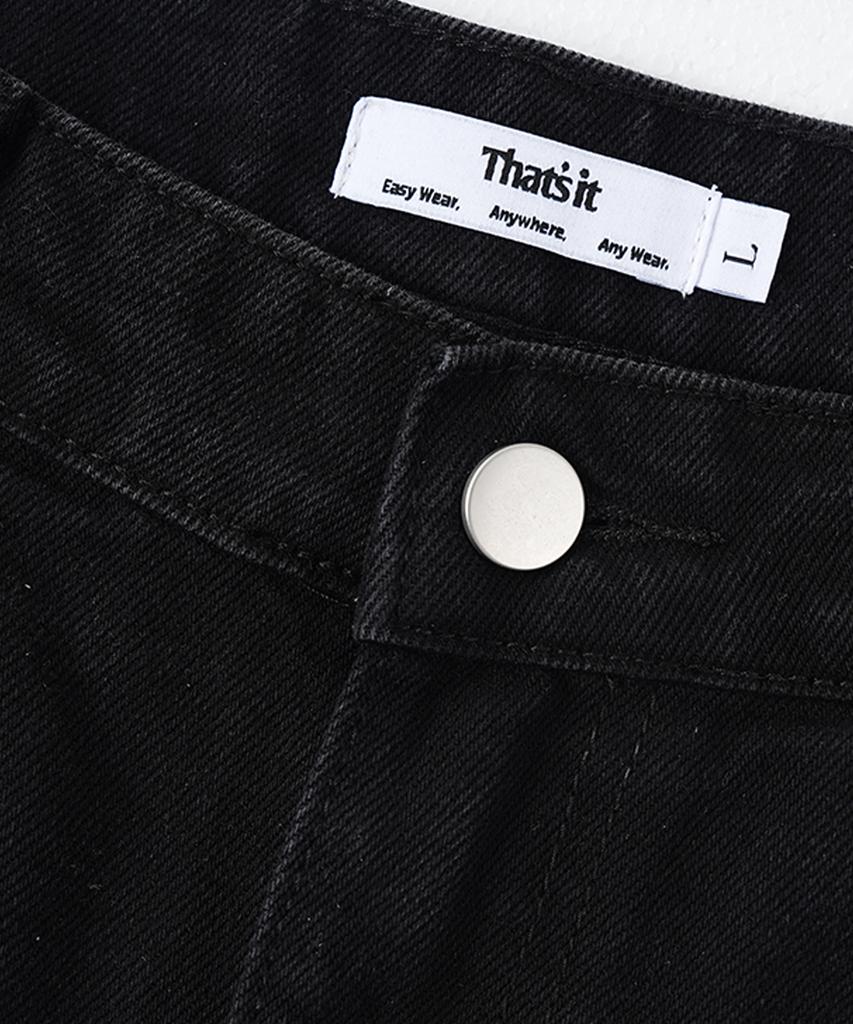 Descheuis Everyday Single-Pleat Carpenter Bermuda Denim Pants Black (Type A)
