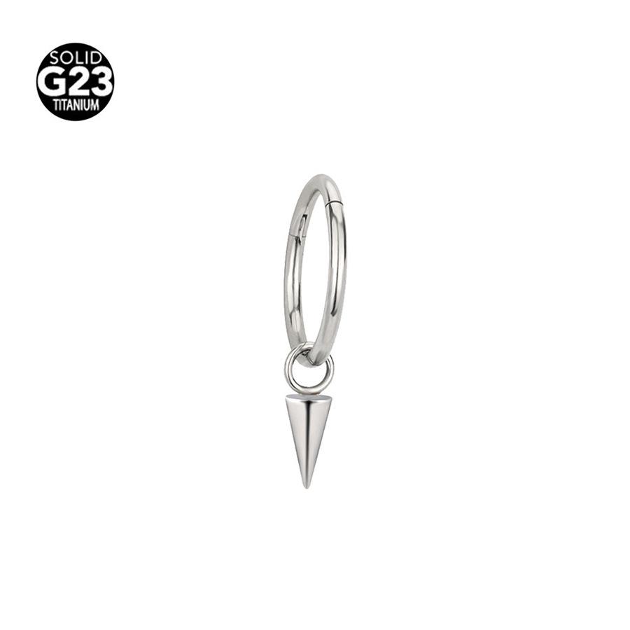 F136 Titanium Nose Ring Earring with Marquise Pendant - 1.2/1.0 Gauge Cartilage Stud Piercing Jewelry