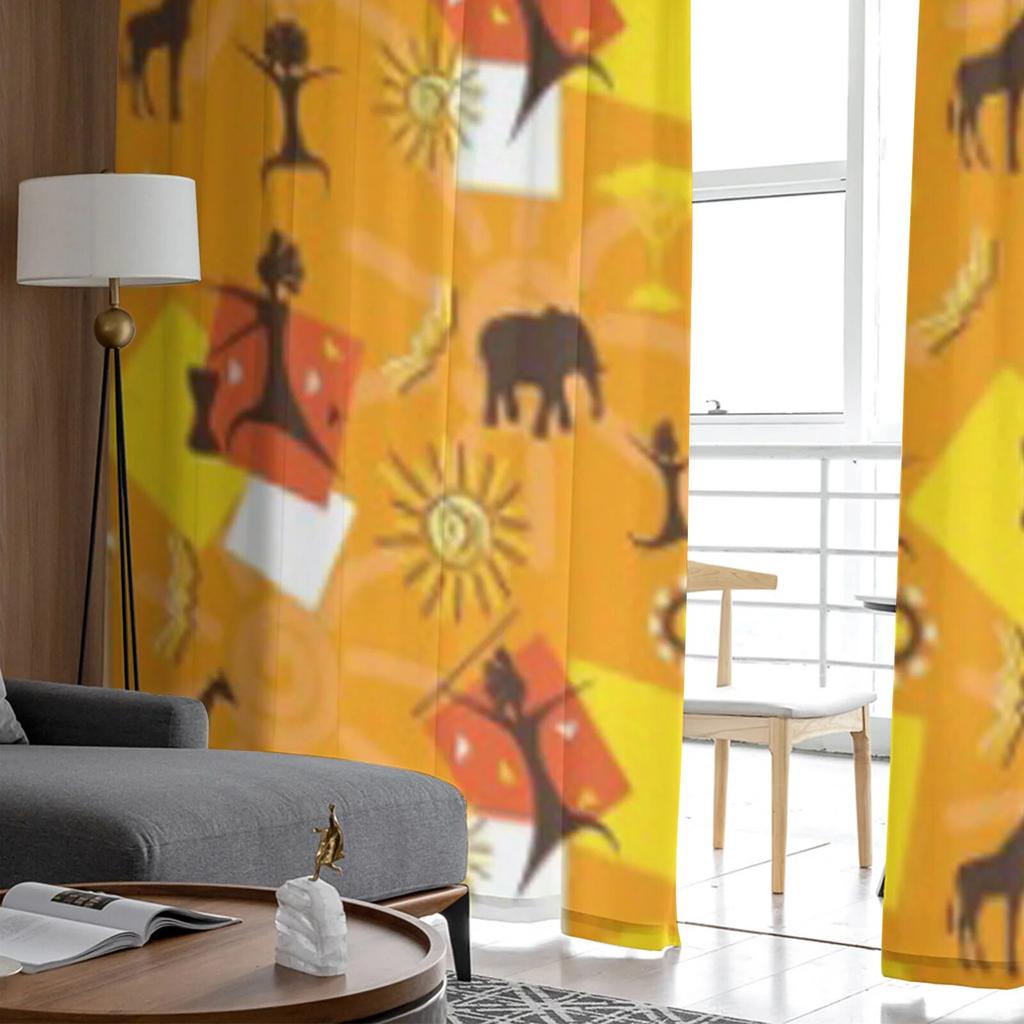 African Elephant Giraffe Tulle Sheer Curtains for Living Room the Room Bedroom Kitchen Decoration Voile Organza Curtains