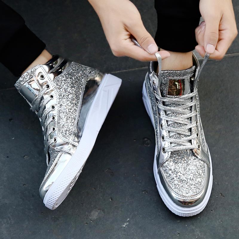 Unisex Sneakers Casual Shoes for Women Sequin Platform Sneakers Men's High-tops Walking Shoes