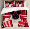 Carton Pug Dog Soft Duvet Cover Set Warm Comforter Cover Soft Beding Set Ful Sized Dimensions for Young Boys Young Girls Bedrom 2/3 Pieces featuring