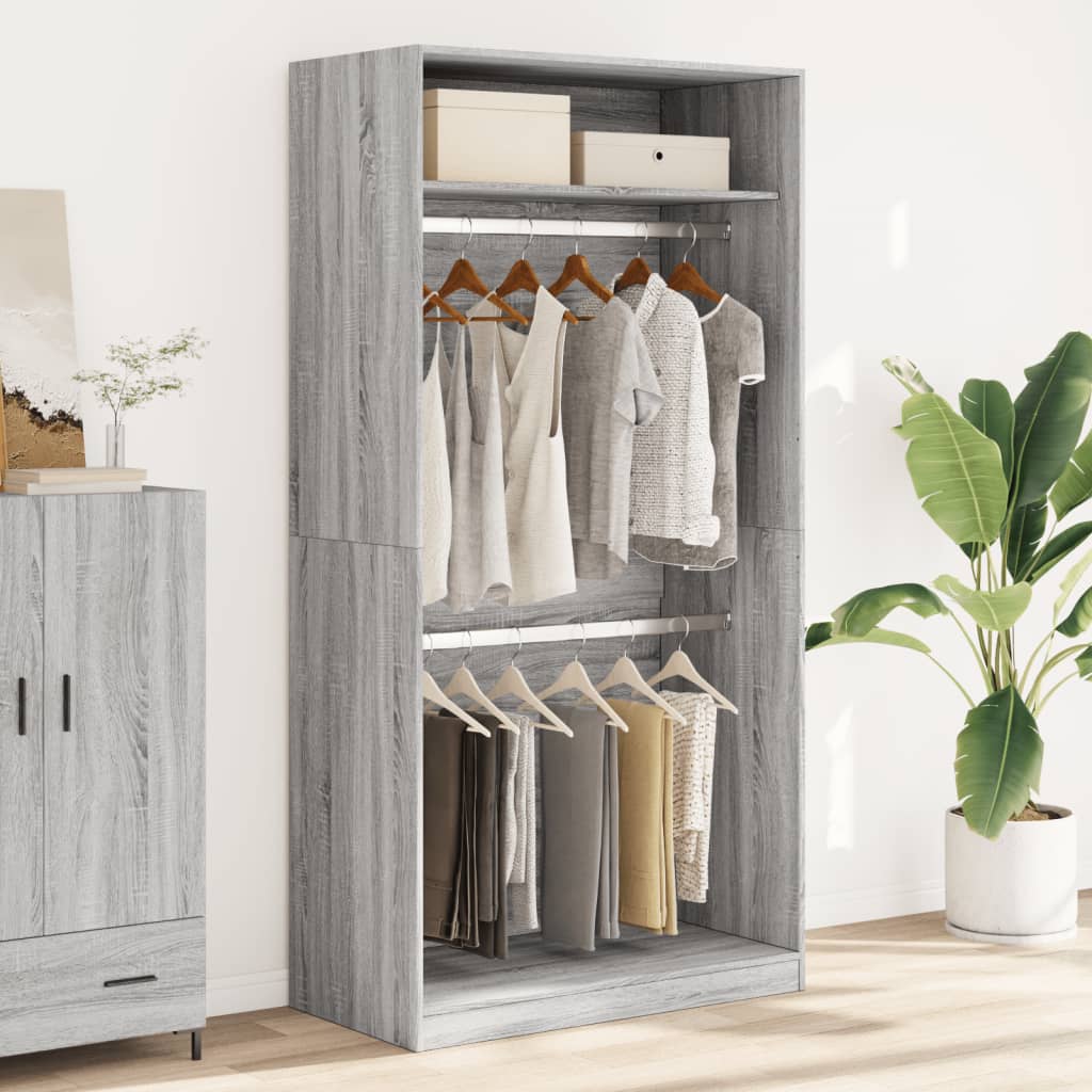 Vidaxl Wardrobe, Sonoma Oak Grey, 100X50X200 Cm, Wood-Based Material