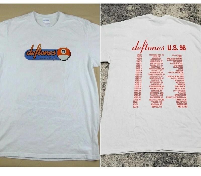 Deftones US Tour 98 Tour 2 Side White T Shirt Unisex Tee Men Women S-5XL Unisex T-Shirt