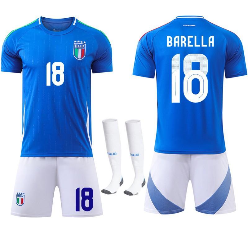 European Cup Italian Home Football Uniform Set Jersey No. 14 Chiesa Jr. 18 Barrera National Team