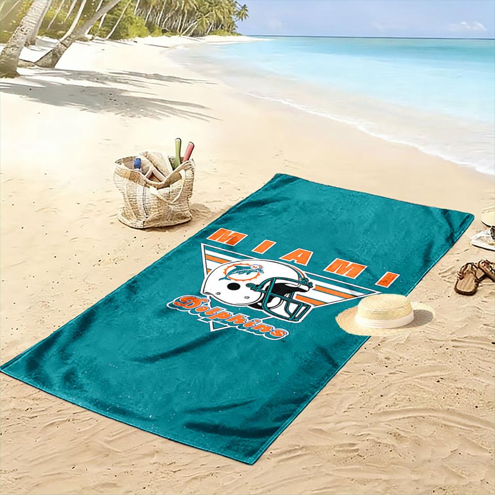 Teal Miami Dolphins Helmet Towel Beach Towel Quick-drying for Travel Outdoor Sports Jogging Beach and Swimming