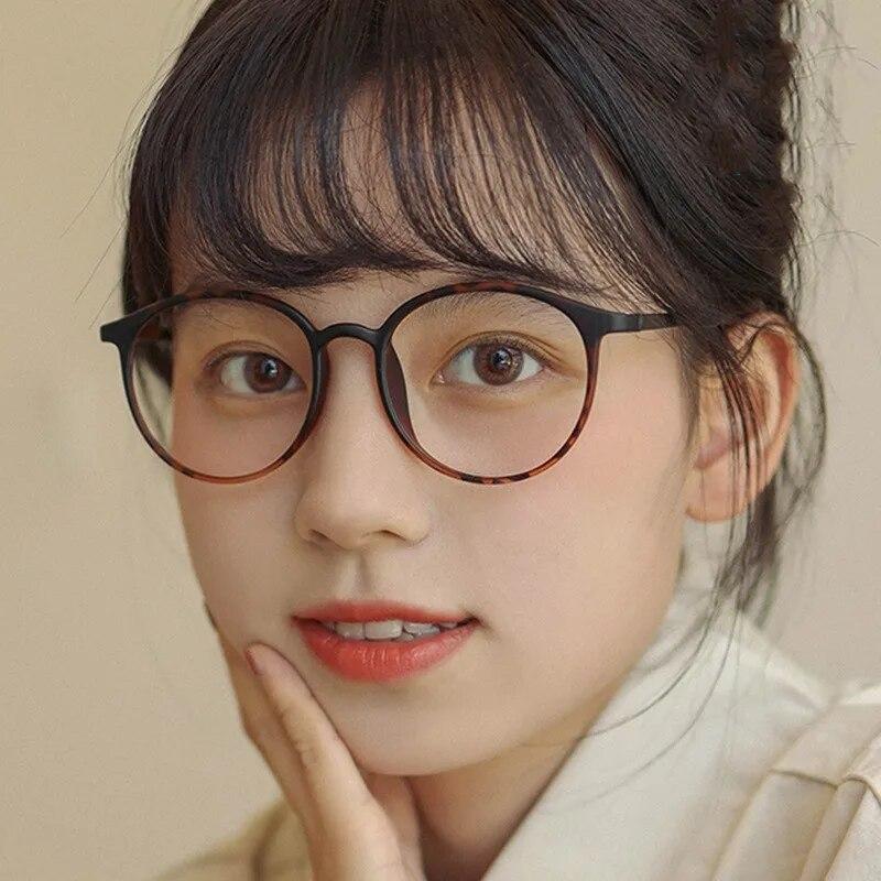 Women's Transparent Computer Glasses Frame Unisex Anti Blue Light Round Eyeglasses Fashionable Optical Glasses Lenses for Ladies