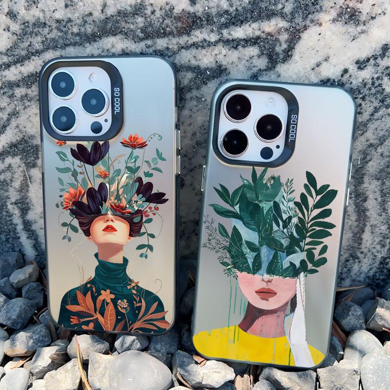 Women Fashion Daisy Flower Girl Phone Case For iPhone 13 14 Pro Max Mini 16 15 12 11 Pro Max 15 14 Plus Shockproof Laser Cover