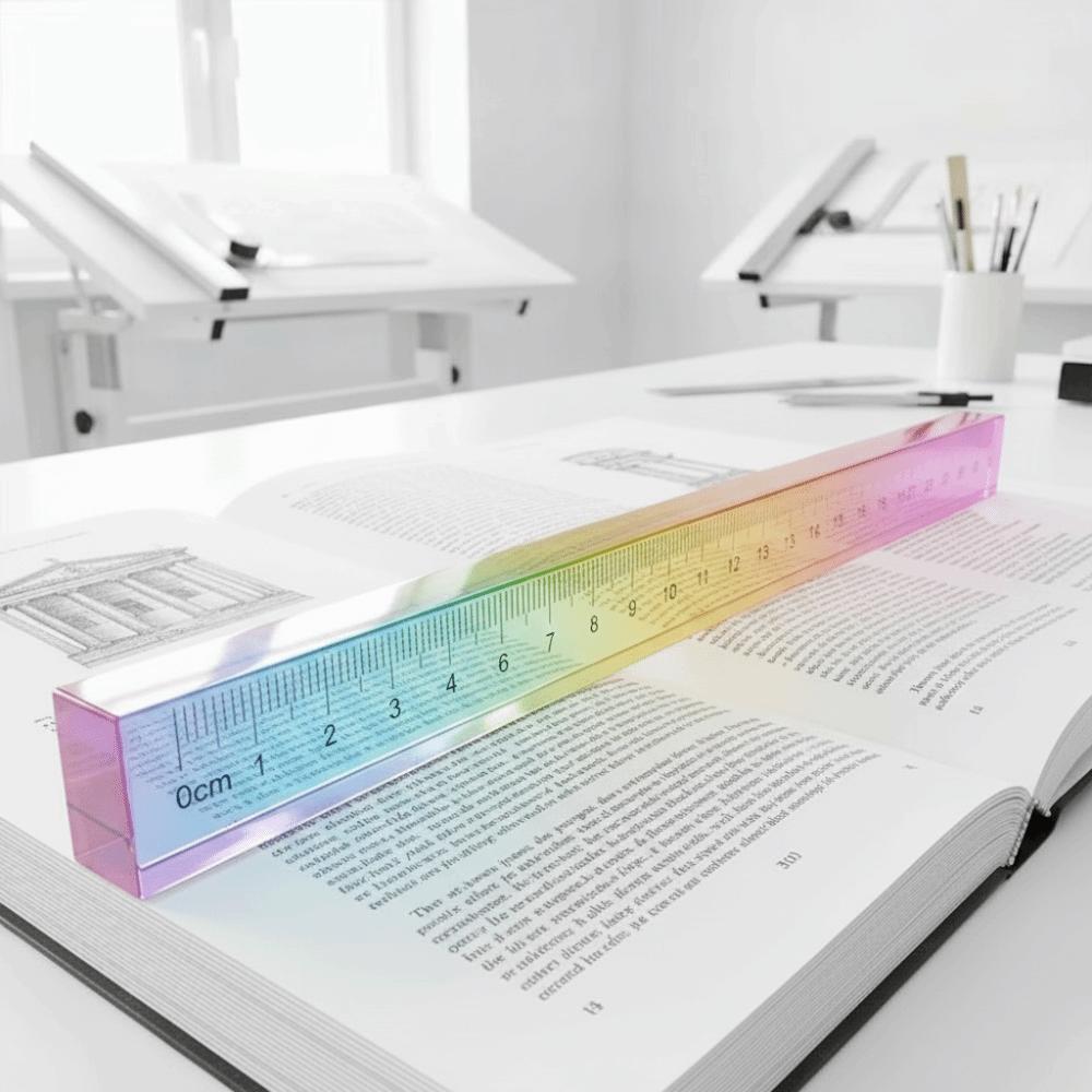 30cm Colored Ruler Acrylic Drawing Tool 2-in-1 Student Ruler  Drawing and Measuring Supplies