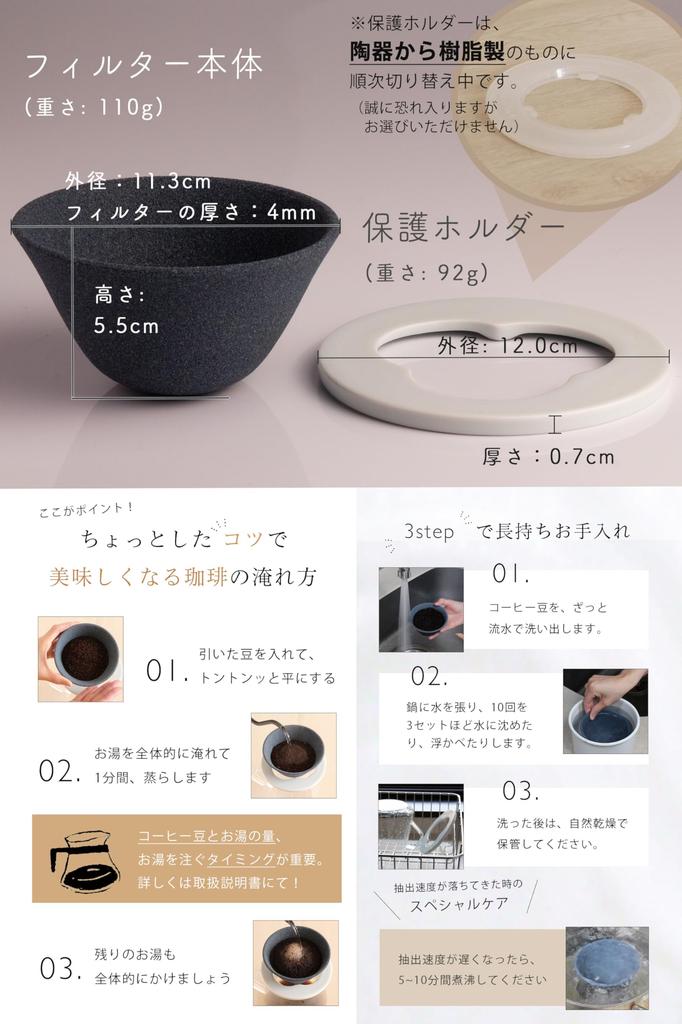 Hasami Keramik Kaffee-Filter & Dripper | Ohne Papierfilter | Schwarz | Geschenk/Präsent EthicalHouse (Mindestset)