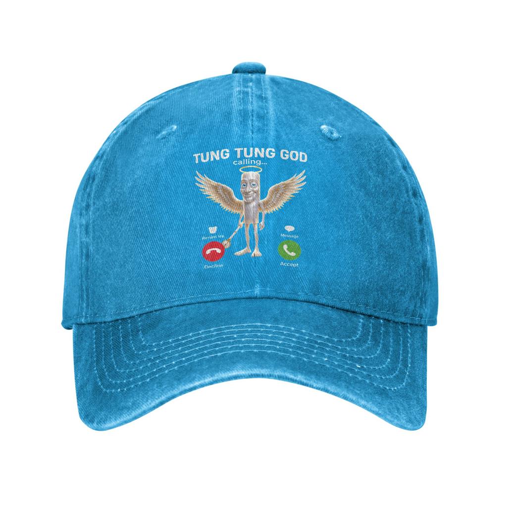 Angel Tung God Sahur Brainrot Unstructured Baseball Cap Distressed Washed Meme Phone Calling Headwear Travel Adjustable Hat