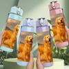 1PC Golden Retriever Beach Scene Print 750ml Color Plastic Sports Water Bottle Leakproof Flip Straw Lid Suitable for Sports Office Home Use