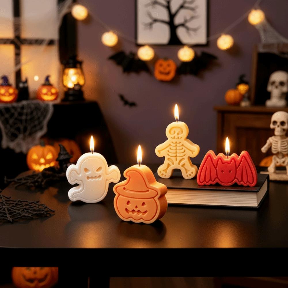 Ghost/Skull/Bat/Pumpkin Shaped Halloween Candle Mold Halloween Silicone Mold  Making Supplies