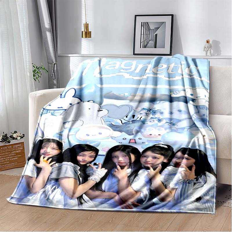 3D Τυπωμένη Φλαλνέλινια Κουβέρτα I-ILLIT Combo K-POP Σπιτιού Καναπέ Κρεβατιού | Δώρο Γενεθλίων,