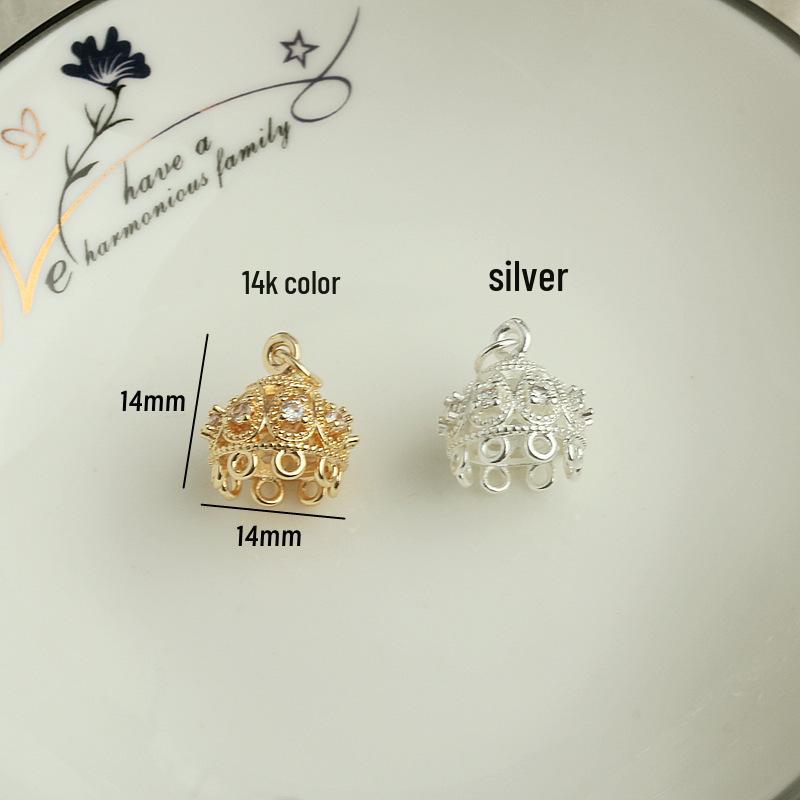 14K Gold Filled Zircon Crown Tassel Pendant Charm for DIY Jewelry.
