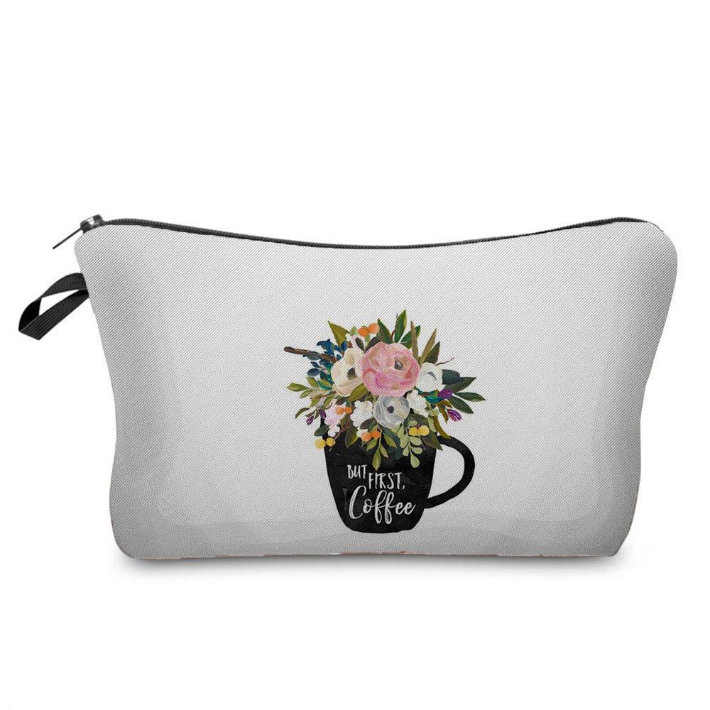 Damen Blumenmuster Kosmetiktasche Toilettenartikel Organizer Reise Aufbewahrungskoffer 6669