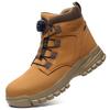 Unisex Protective Work Shoes Steel Toe Light Safety Boots Water Resistant Anti Puncture Construction Shoes with Rotary Button Comfortable Soft Sole No