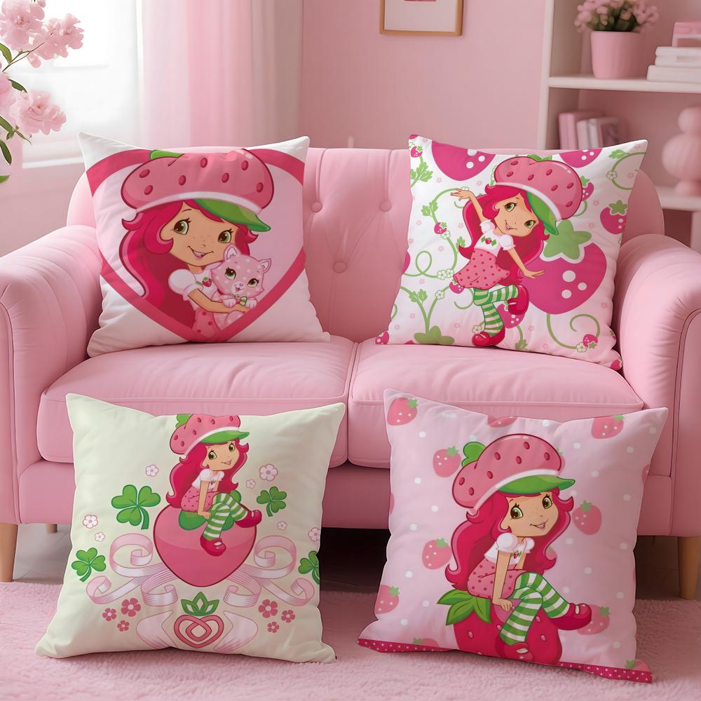 Housse de coussin Fraise Shortcakeiou Chaude Confortable Durable Housse de coussin Multi-Scène pour Maison Bureau Voiture Canapé