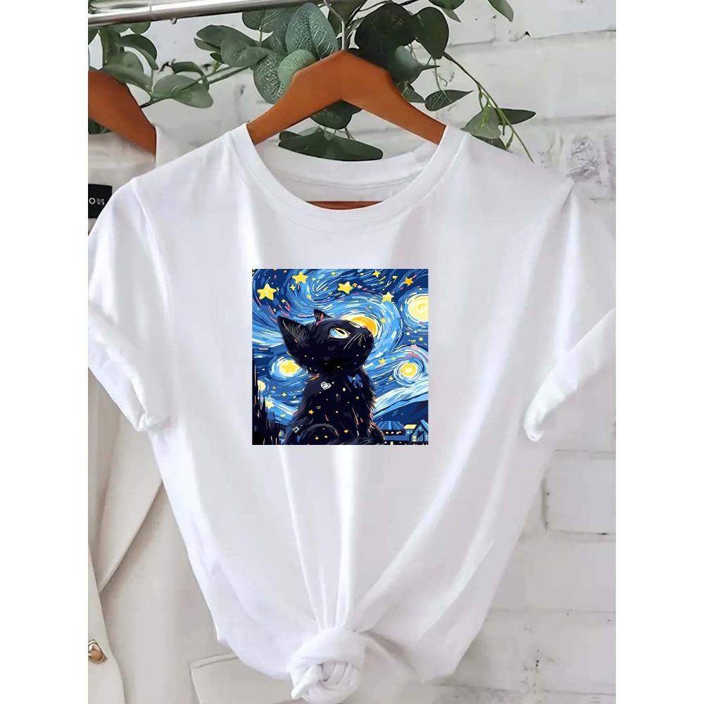 Women'S Fashion Round Neck Short-Sleeved T-Shirt Trendy Spring and Summer Street Style Harajuku Short Sleeve