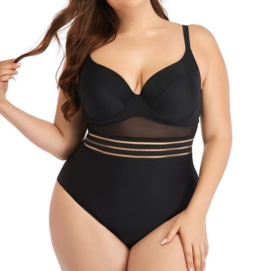 Swimwear Push Color Up Solid Onepiece Mesh Hollow Backless Women Swimsuit Beach