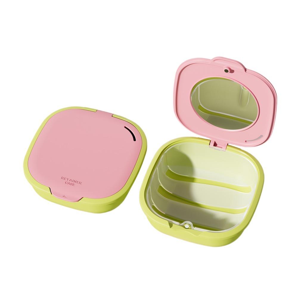 With Mirror Retainer Case Portable Mouth Guard Soaking Cup False Teeth Holder  Oral Cleaning