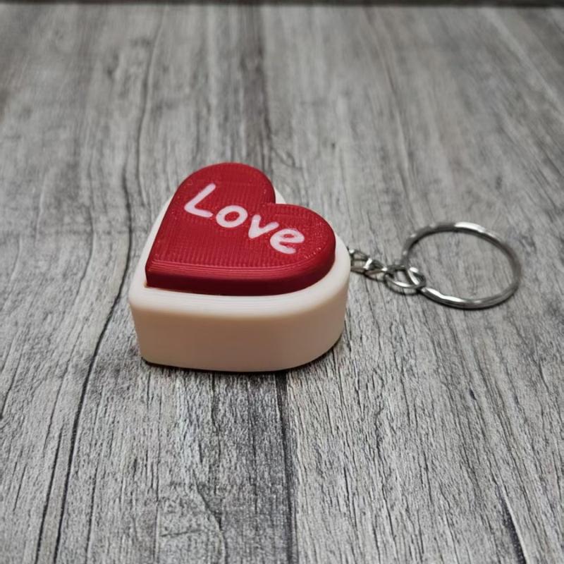 3D Printed Cat Paw Heart Clicker Keychain Pendant Cartoon Style Bag Hanging Decor for Key Purse Backpack Use
