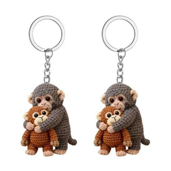 1/2 Stück Schlüsselanhänger Anhänger 3D Affe umarmt Affen Schlüsselanhänger Rucksack Schreibtisch Dekoration Tragbare Tasche Charm Zubehör