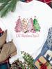 (Asian Size) New Year festival Women Print Holiday Tee Top  Merry Christmas letter style cute Casual Lady Short Sleeve Fashion Graphic T-shirts