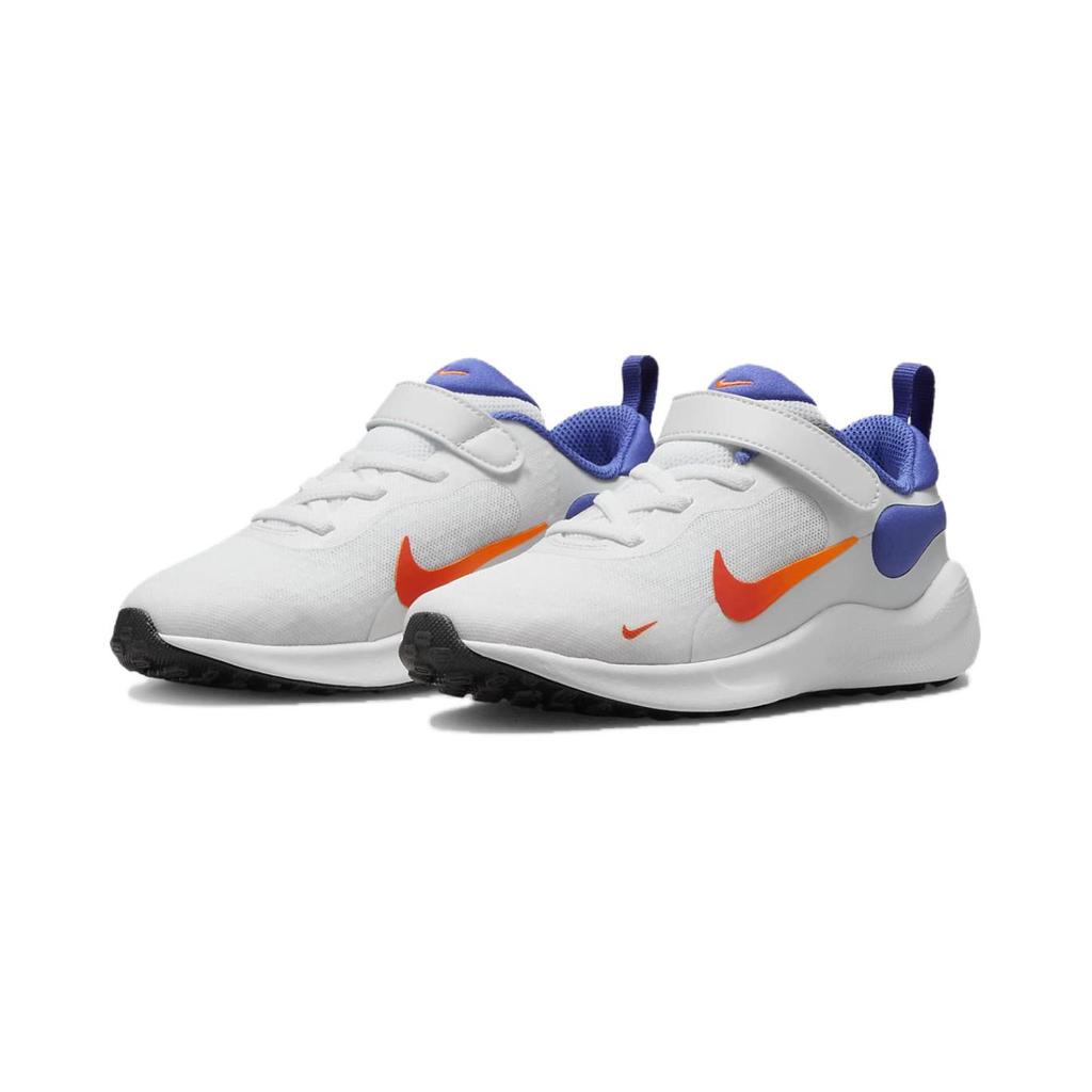 Nike Revolution 7 PS White Astronomy Blue Orange Kids Sneakers Total-Orange Team-Orange FB7690-102