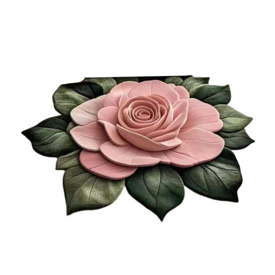 3D Flower Rug Realistic Floral Anti-Slip Floor Mat Absorbent Quick-Dry Bathroom Rug for Kitchen Bedroom Entryway Vanity Area